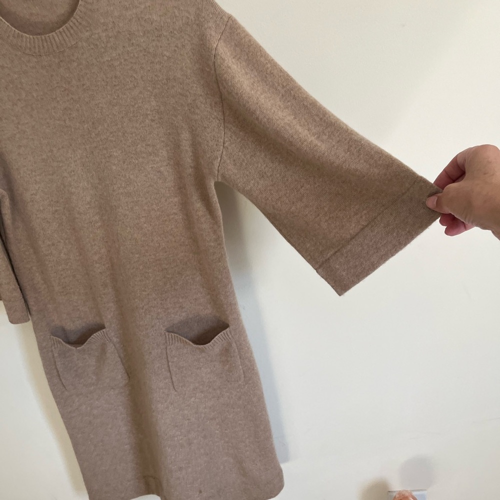 Cullen Beige Cashmere Midi Sweater Dress Bell sleeves women’s size Medium GUC. - Picture 3 of 11